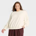 Women's Plus Size Quilted Sweatshirt - A New Day Cream