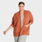 Women's Plus Size Open-front Cardigan - A New Day Brown