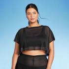 Women's Mesh Cover Up Short Sleeve Crop Top - Wild Fable Black