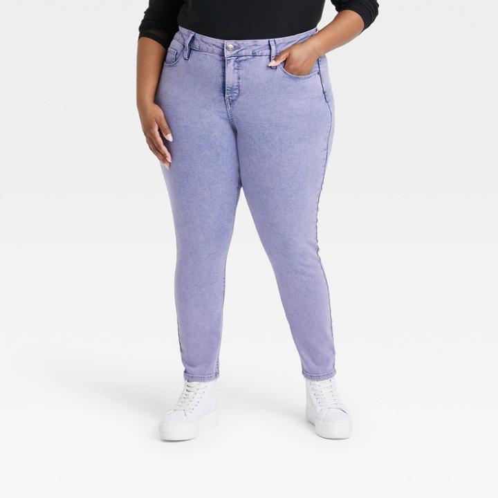 Women's Plus Size Mid-rise Skinny Jeans - Ava & Viv Violet