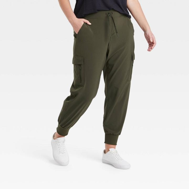 Women's Stretch Woven Wide Leg Cargo Pants - All In Motion Olive