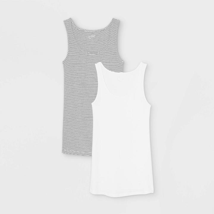 Maternity Rib 2pk Bundle Tank Top - Isabel Maternity By Ingrid & Isabel White/black