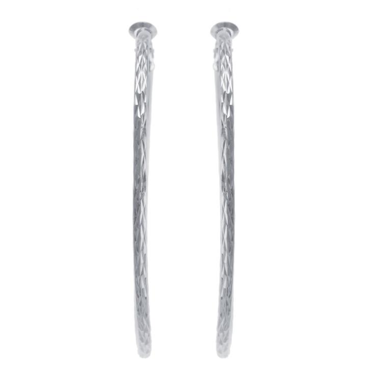 Distributed By Target Women's Sterling Silver Starburst Diamond Cut Hoop Earrings,