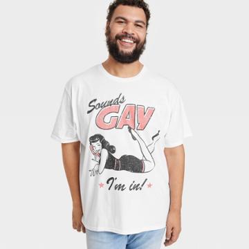 Threadless Pride Adult Plus Size Sounds Gay Short Sleeve T-shirt - White