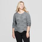 Women's Plus Size Scalloped Hem Metallic Pullover Sweater - A New Day Gray