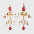 Mixed Floral Motif Drop Earrings - A New Day Red