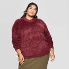 Women's Plus Size Textured Crewneck Pullover - A New Day Burgundy 2x, Women's,