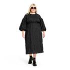 Women's Plus Size Floral Texture Scallop Back Midi Dress - Kika Vargas X Target Black