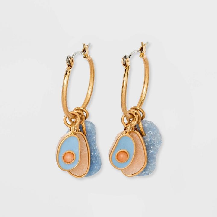 Semi-precious Charm Hoop Earrings - Universal Thread Blue