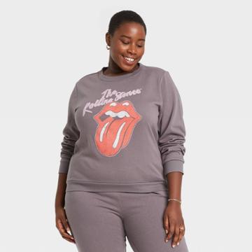 The Rolling Stones Women's Rolling Stones Logo Plus Size Graphic Sweatshirt - Heather Gray