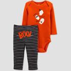 Carter's Just One You Baby 'mommy's Boo' Top And Bottom Set - Black/orange Newborn