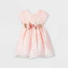 Mia & Mimi Toddler Girls' Floral Lace Short Sleeve Dress - Pink