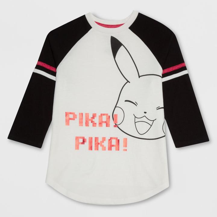 Girls' Pokemon Pikachu 3/4 Sleeve T-shirt - Ivory