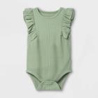 Baby Girls' Ruffle Ribbed Bodysuit - Cat & Jack Light Olive