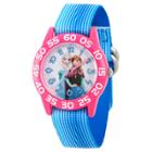 Girls' Disney Frozen Elsa And Anna Girls' Pink Plastic Time Teacher Watch - Blue