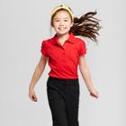 Girls' Short Sleeve Interlock Uniform Polo Shirt - Cat & Jack Red