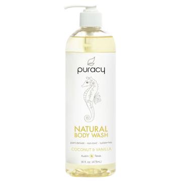 Puracy Coconut & Vanilla Natural Body Wash Shower Gel - 16 Fl Oz, Clear