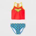 Dc Comics Girls' Wonder Woman Bikini Set - Red/blue