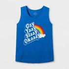 Well Worn Pride Gender Inclusive Adult Extended Size Gay Yay Slay Okay Graphic Tank Top - Heather Blue 1xb, Adult Unisex