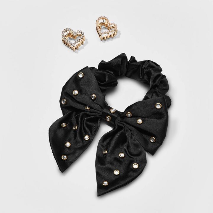 Girls' 3pk Embellished Mini Heart Bow Twisters - Art Class