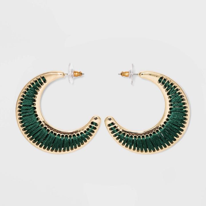 Sugarfix By Baublebar Threaded Crescent Moon Earrings - Emerald, Green