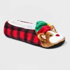 Women's Corgi Buffalo Check Plaid Pull-on Slipper Socks With Grippers - Wondershop Red/black