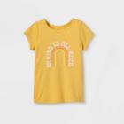 Toddler Girls' Adaptive Printed Short Sleeve Graphic T-shirt - Cat & Jack Light Mustard Yellow