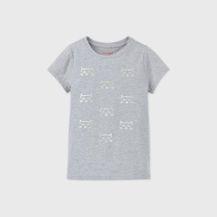 Girls' Short Sleeve Cat Faces Graphic T-shirt - Cat & Jack Gray