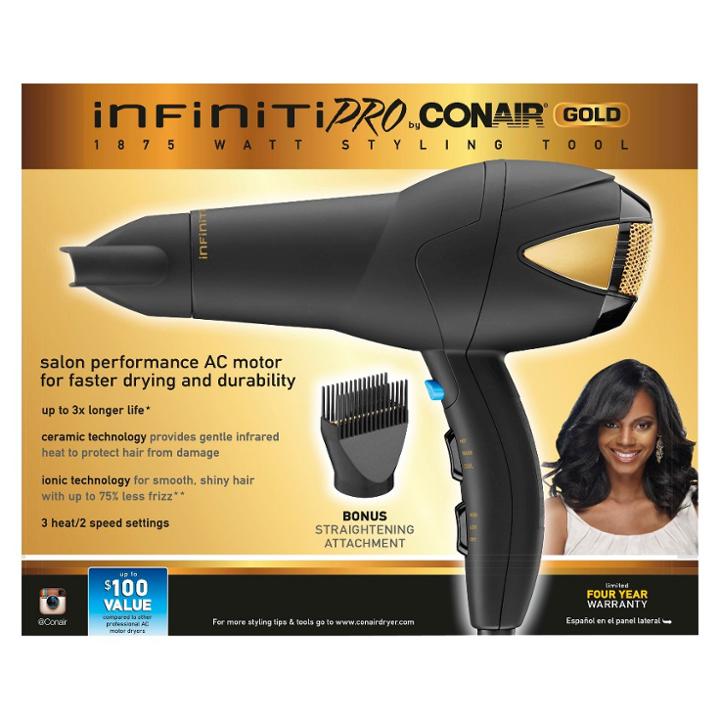 Infinitipro Gold By Conair Professional Hair Dryer, Golden