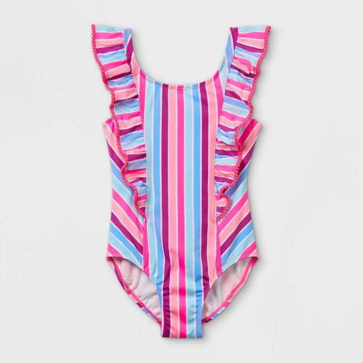 Girls' Summertime Striped One Piece Swimsuit - Cat & Jack