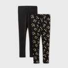 Girls' 2pk Gold Heart Leggings - Cat & Jack Black