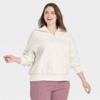 Women's Plus Size Sherpa Quarter Zip Sweatshirt - A New Day Ivory