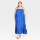 Women's Plus Size Sleeveless Floating Dress - Ava & Viv Blue X