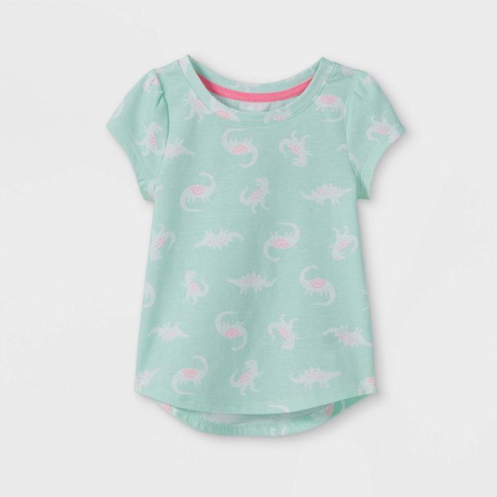 Toddler Girls' Dinosaur Short Sleeve T-shirt - Cat & Jack Mint
