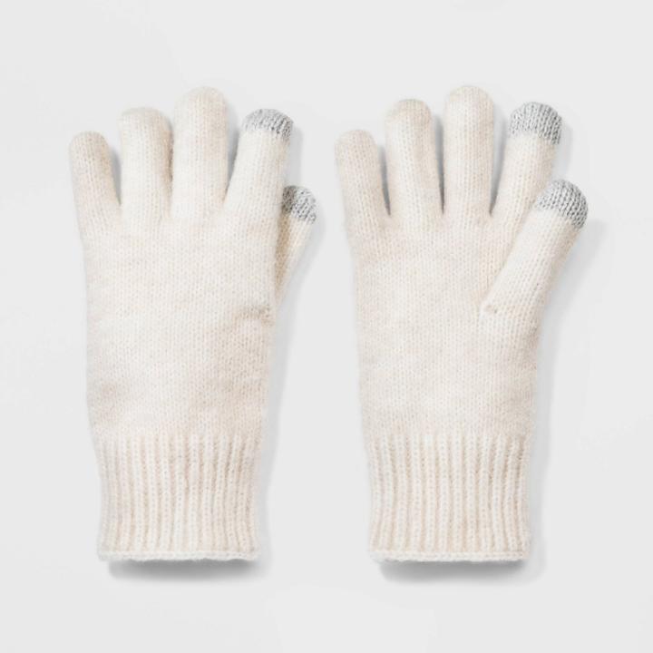 Women's Essential Gloves - A New Day Cream One Size, White