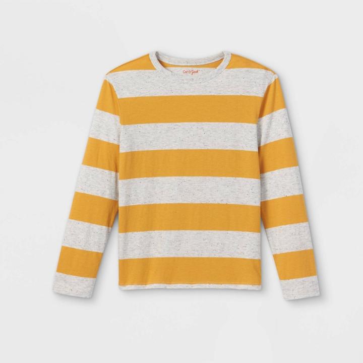 Boys' Rugby Striped Long Sleeve T-shirt - Cat & Jack Mustard