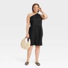 Women's Plus Size Sleeveless One Shoulder Dress - A New Day Black