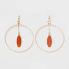 Semi-precious Stone Matte Red Agate And Textured Rings Drop Earrings - A New Day Red, Women's
