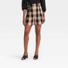 Women's Button Detail Paperbag Shorts - Who What Wear Black Checker