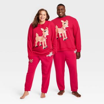 Rudolph The Red-nosed Reindeer Adult Rudolph Plus Size Graphic Sweatshirt - Red