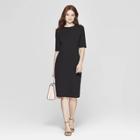 Women's 3/4 Sleeve Crew Neck Knit Dress - A New Day Black