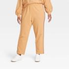 No Brand Black History Month Women's Plus Size High-rise 'bold, Black, Bougie' Athletic Jogger Pants - Beige
