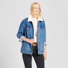 Women's Oversized Denim Jacket With Faux Fur Collar - Mossimo Supply Co. Medium Wash