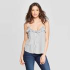 Women's Striped Ruffle Cami Sleeveless V-neck - Universal Thread Gray