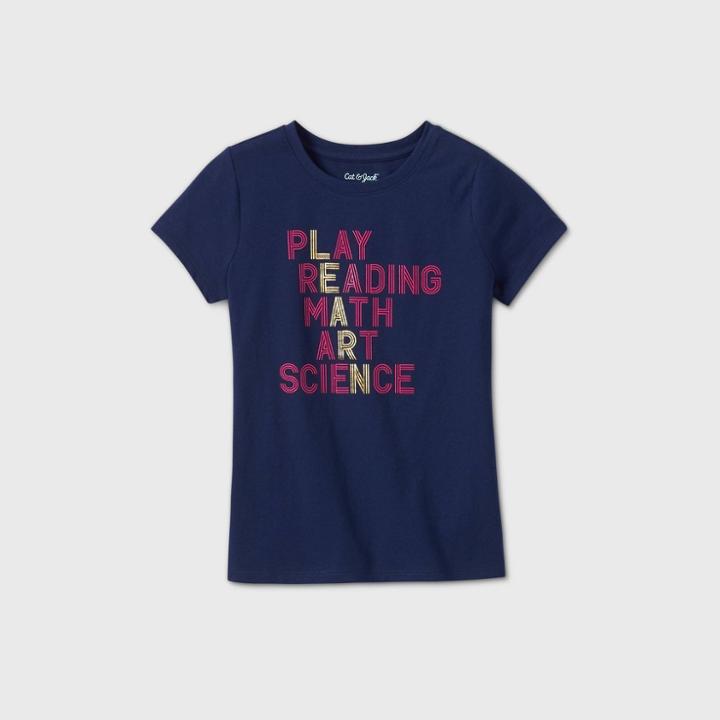 Girls' Short Sleeve 'learn' Graphic T-shirt - Cat & Jack Navy