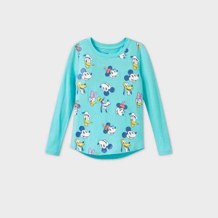 Girls' Disney Mickey Mouse & Friends Long Sleeve Graphic T-shirt - Blue