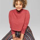 Women's Plus Size Long Sleeve Mock Neck Boxy T-shirt - Wild Fable Red2x,