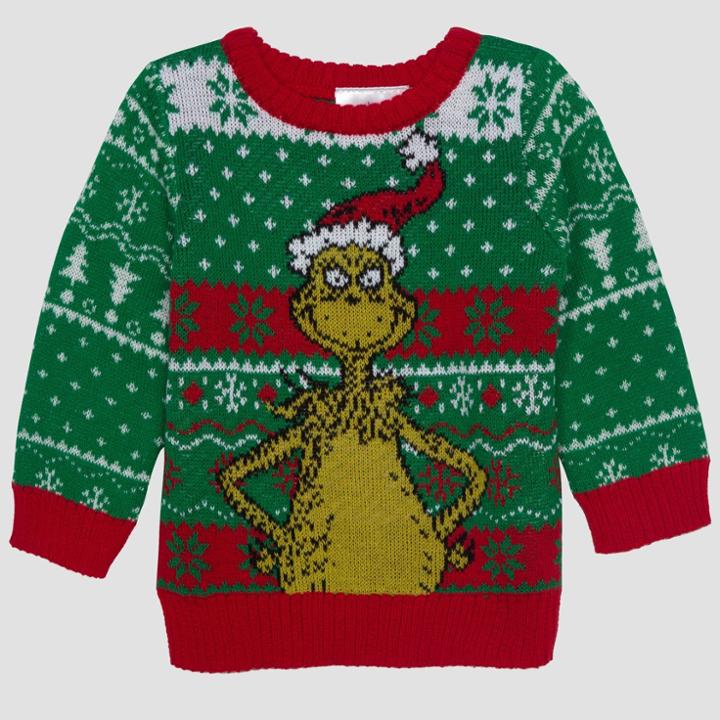 Baby Boys' Dr. Seuss Grinch Ugly Holiday Sweater - Green