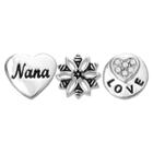 Treasure Lockets 3 Silver Plated Charm Set With Nana Love You Always Theme - Silver, Women's