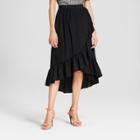 Women's Ruffle Wrap Midi Skirt - Who What Wear Black